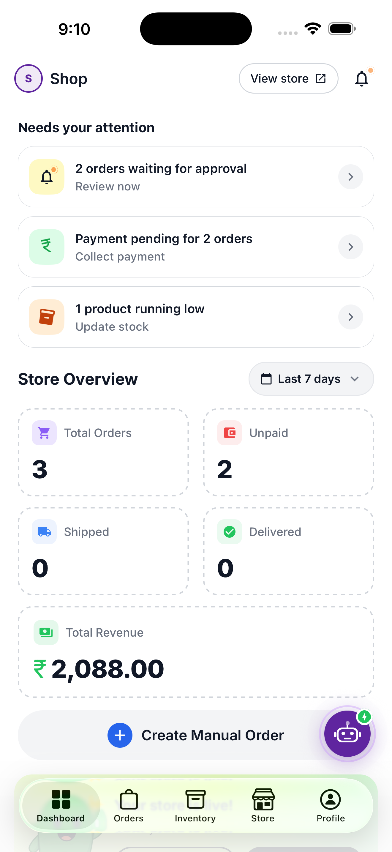 PackFlo merchant dashboard